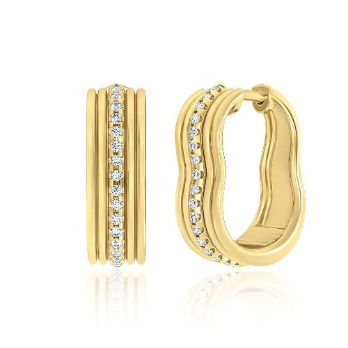 almasika Berceau Petite Pavé Diamond Motif Hoop Earrings