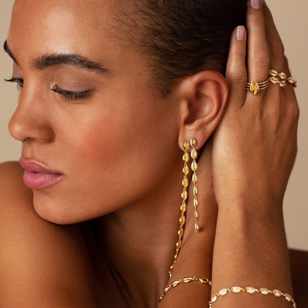 Almasika Le Cauri Endiamanté 18k Half Pave Drop Earrings