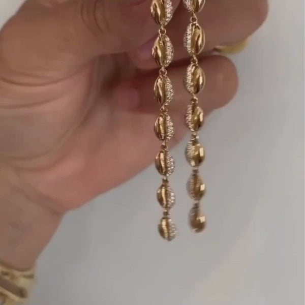 Almasika Le Cauri Endiamanté 18k Half Pave Drop Earrings