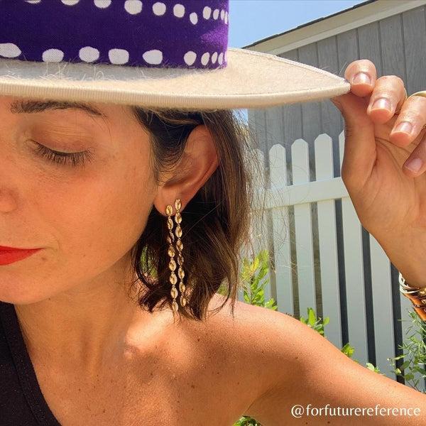 Almasika Le Cauri Endiamanté 18k Half Pave Drop Earrings