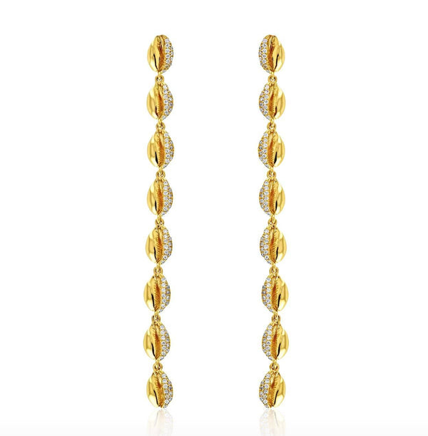 almasika Le Cauri Endiamanté 18k Half Pave Drop Earrings