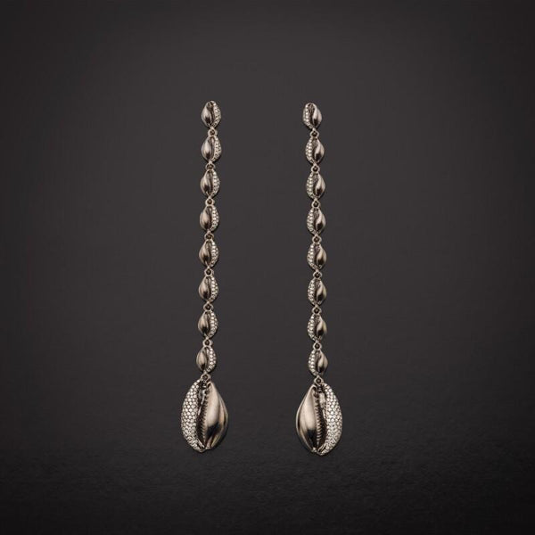Almasika Le Cauri Endiamanté Black Gold Diamond Drop Earrings