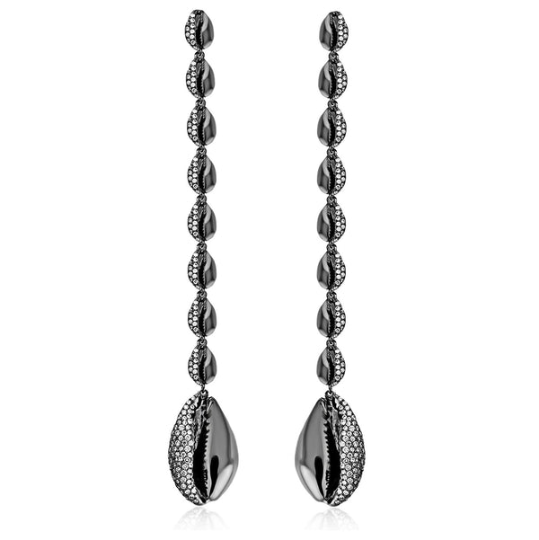 almasika Le Cauri Endiamanté Black Gold Diamond Drop Earrings
