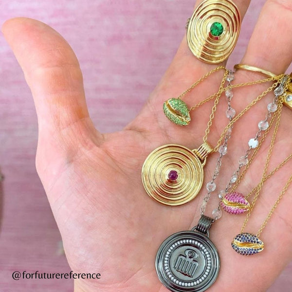 Almasika Le Cauri Endiamanté Blue Sapphire Arc En Ciel Necklace