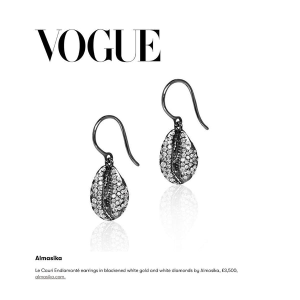 Almasika Le Cauri Endiamanté Full Pavé Black And White Gold Diamond Drop Earrings
