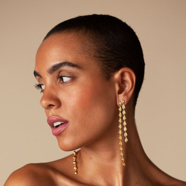 Almasika Le Cauri Endiamanté Gold Pavé Shoulder Dusters Earrings