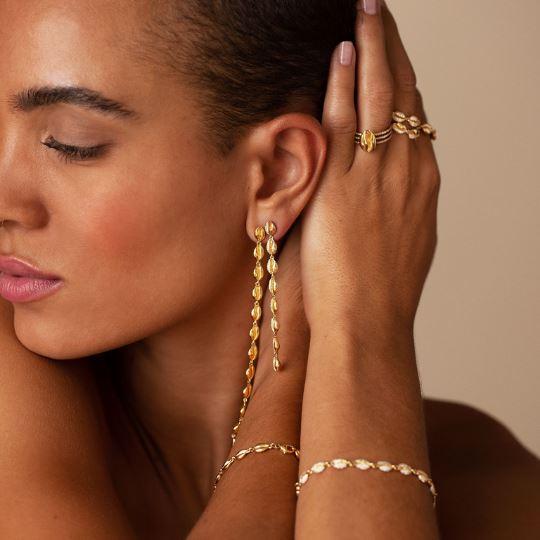 Almasika Le Cauri Endiamanté Gold Shoulder Dusters Earrings