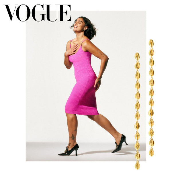 Almasika Le Cauri Endiamanté Gold Shoulder Dusters Earrings