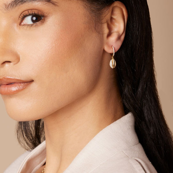 Almasika Le Cauri Endiamanté Pavé Gold Huggies Earrings