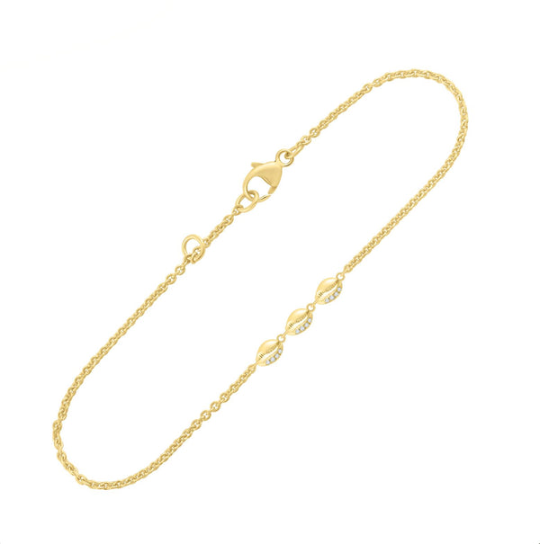 almasika Le Cauri Endiamanté Petite Triple Shell Bracelet