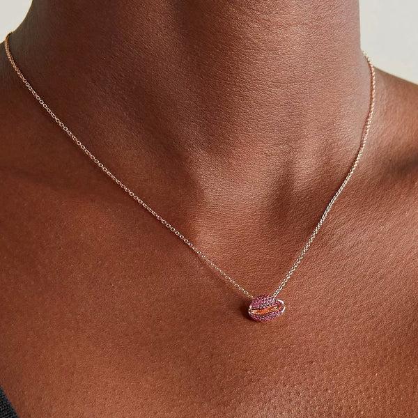 Almasika Le Cauri Endiamanté Pink Sapphire Arc En Ciel Necklace