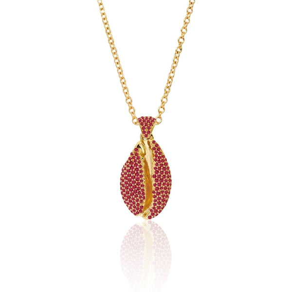 almasika Le Cauri Endiamanté Ruby Pavé Le Grand Cauri Necklace