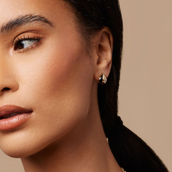 Almasika Terra Nova Black Enamel And Diamond Earrings