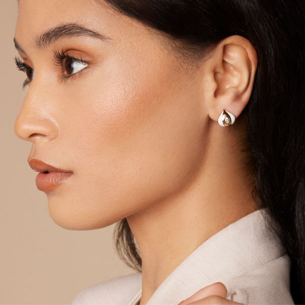 Almasika Terra Nova Black Enamel And Diamond Earrings