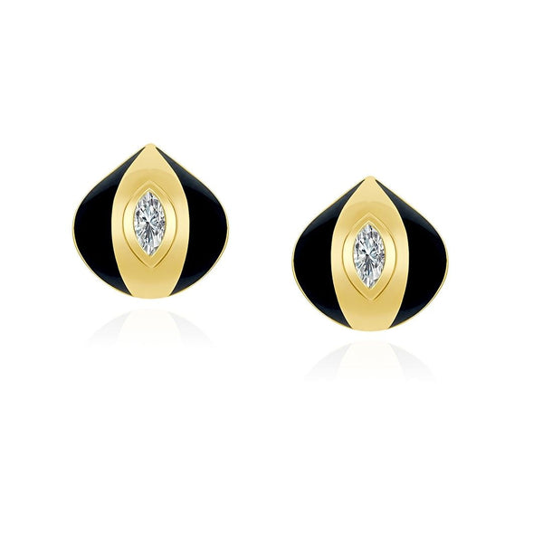 almasika Terra Nova Black Enamel and Diamond Earrings