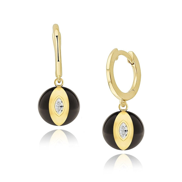 almasika Terra Nova Black Enamel and Diamond Huggie Earrings
