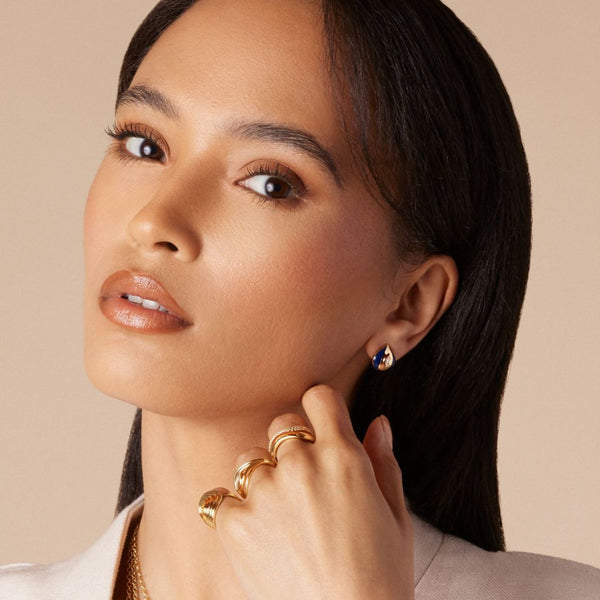 Almasika Terra Nova Blue Enamel And Diamond Earrings