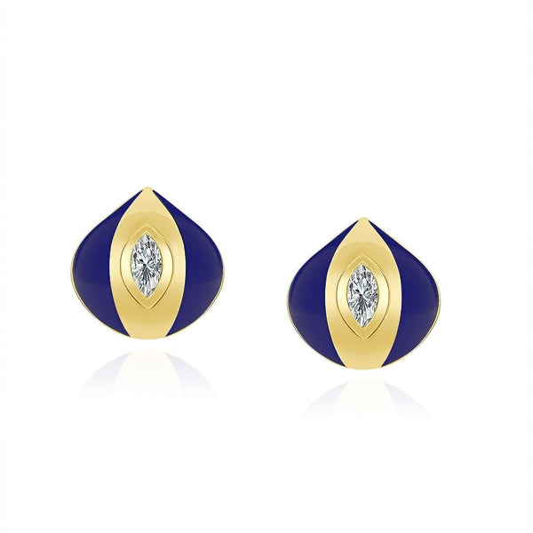 almasika Terra Nova Blue Enamel and Diamond Earrings