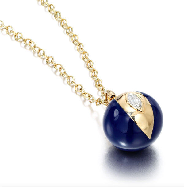 almasika Terra Nova Blue Enamel and Diamond Necklace