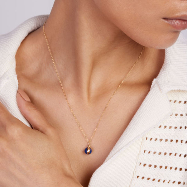 Almasika Terra Nova Blue Enamel And Diamond Petite Necklace