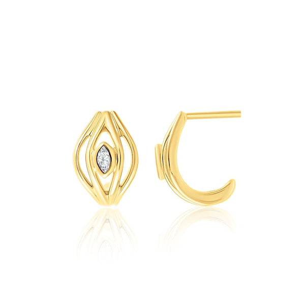 Almasika Terra Nova Diamond Grande Marquise Huggie Earrings