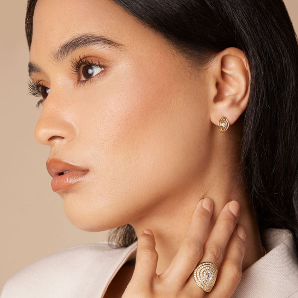 Almasika Terra Nova Diamond Small Marquise Huggie Earrings