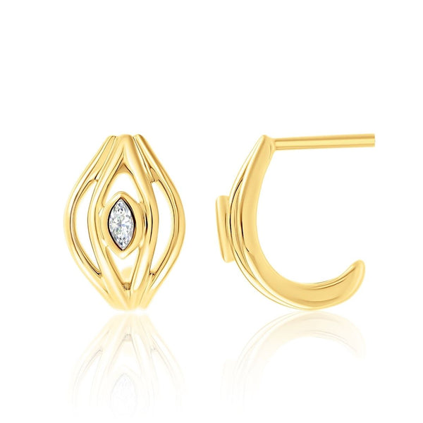 Almasika Terra Nova Diamond Small Marquise Huggie Earrings