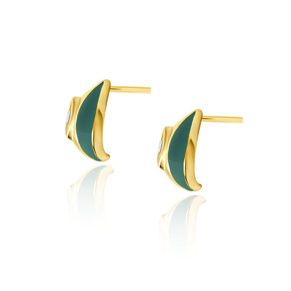 Almasika Terra Nova Green Enamel And Diamond Earrings