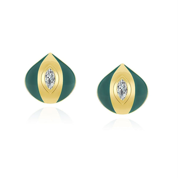 almasika Terra Nova Green Enamel and Diamond Earrings