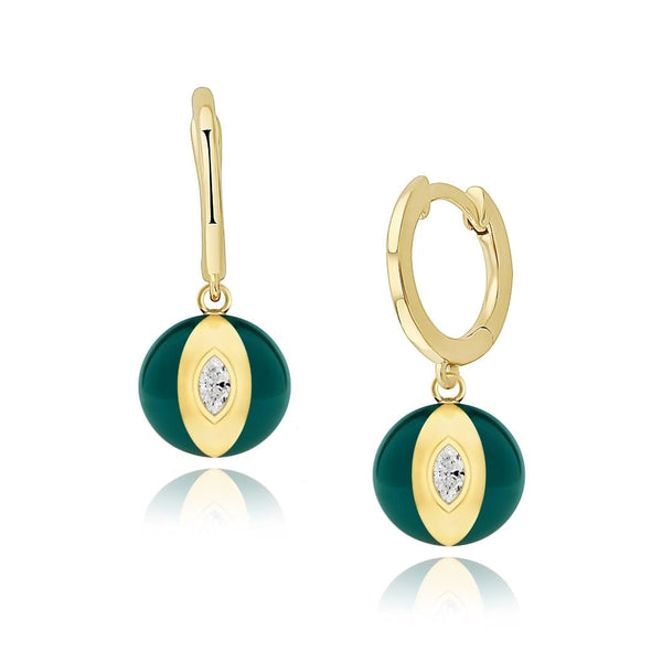 almasika Terra Nova Green Enamel and Diamond Huggie Earrings