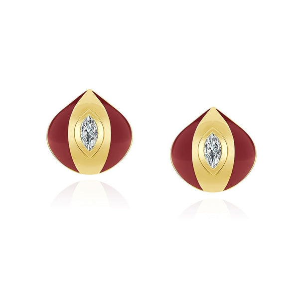 almasika Terra Nova Red Enamel and Diamond Earrings