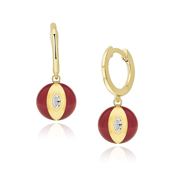 almasika Terra Nova Red Enamel and Diamond Huggie Earrings