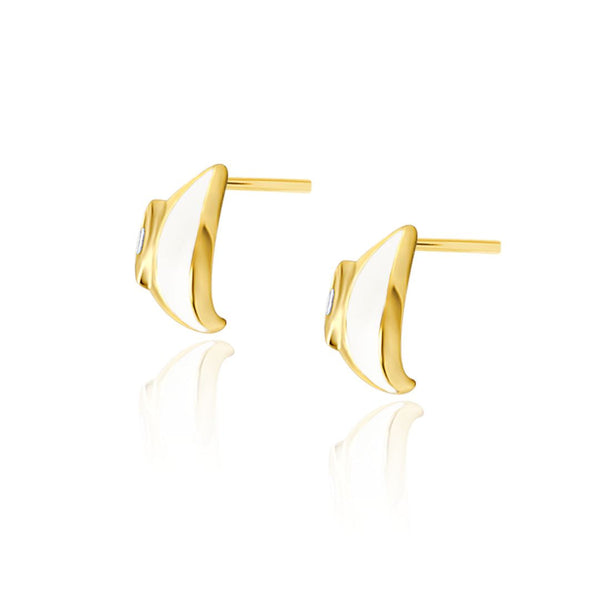 Almasika Terra Nova White Enamel And Diamond Earrings