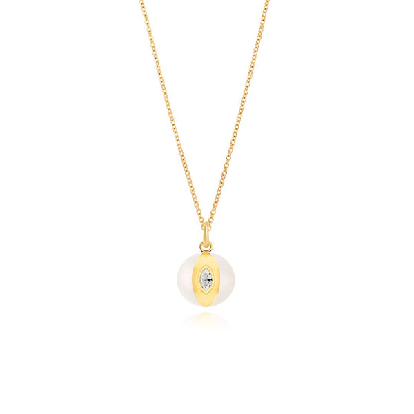 almasika Terra Nova White Enamel and Diamond Petite Necklace