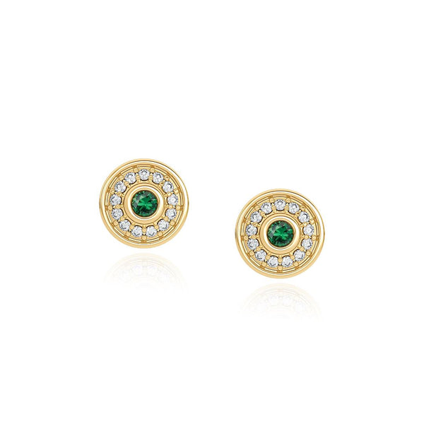 almasika Universum Pavé Diamond and Emerald Stud Earrings