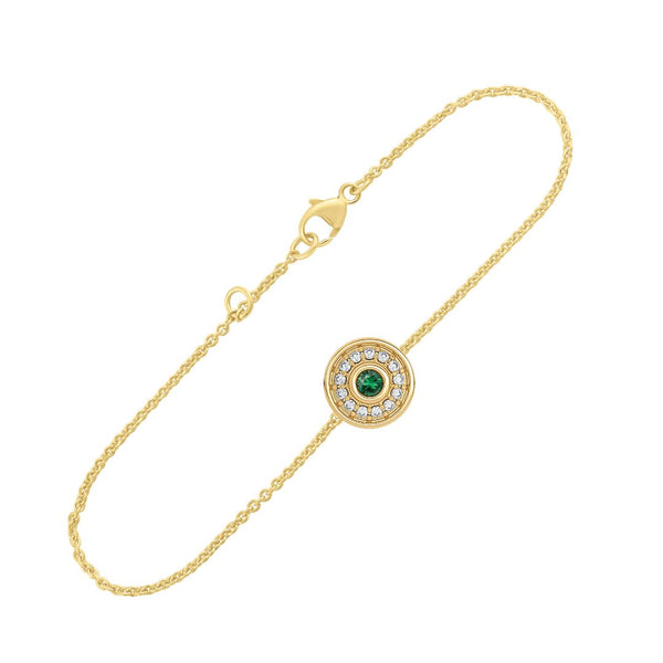 almasika Universum Petite Pavé Diamond and Emerald Bracelet