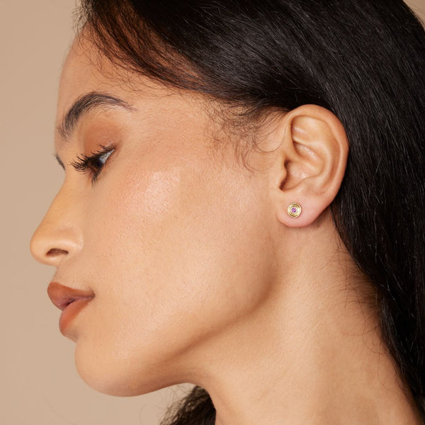 Almasika Universum Petite Pink Sapphire Stud Earrings