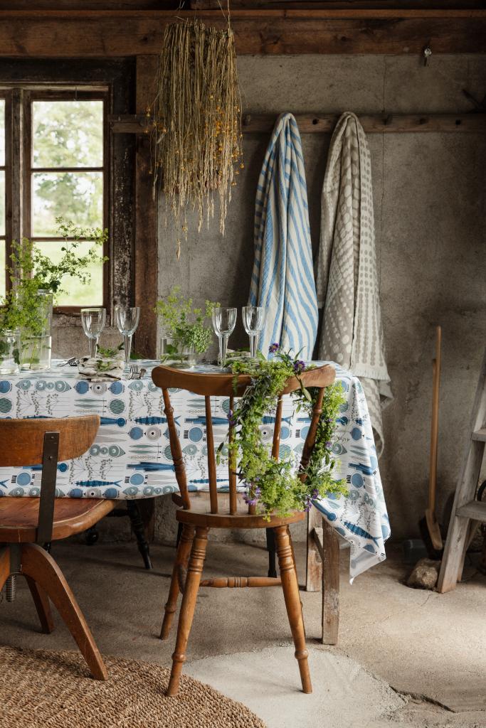 Alo Yoga Havet Blanket Cotton Blue Offwhite