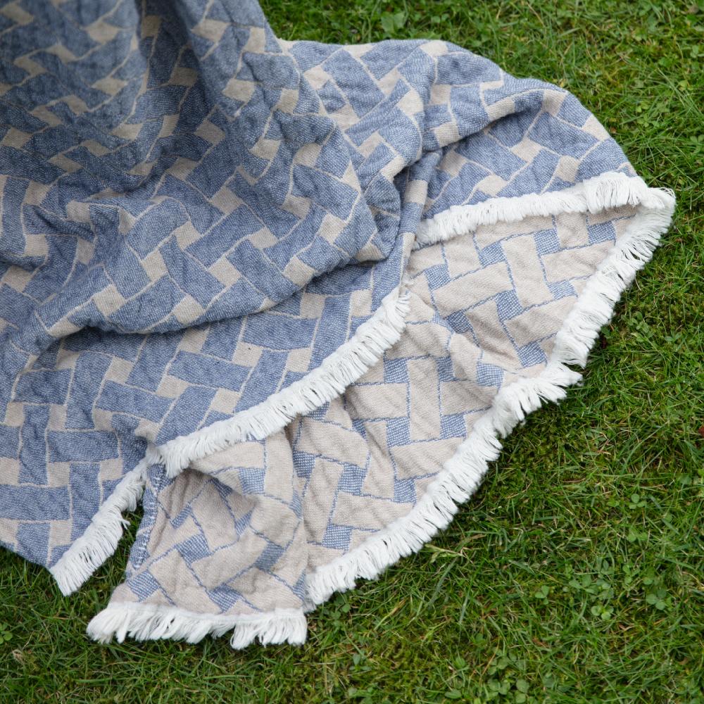 alo yoga Korg blanket cotton blue beige