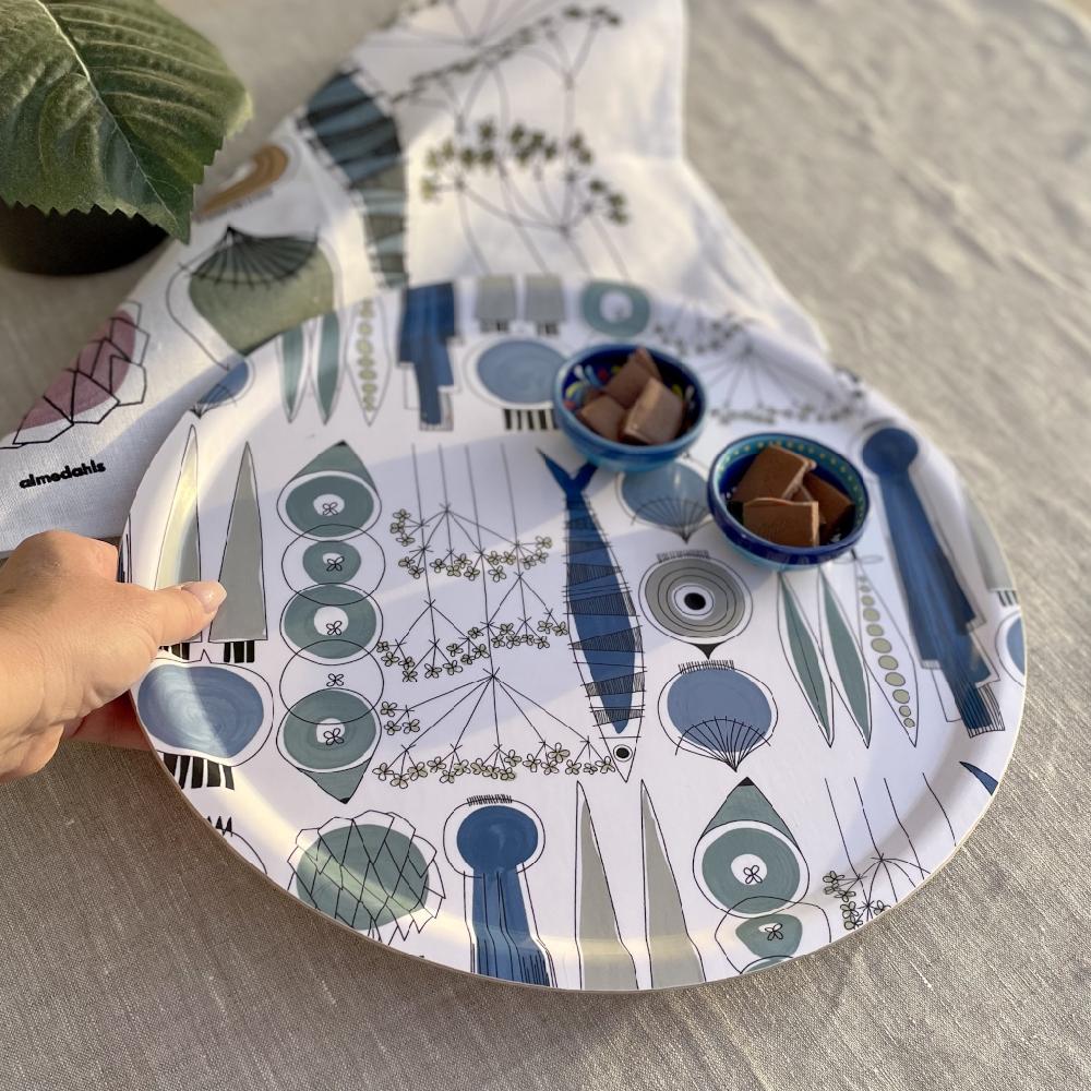 Alo Yoga Picknick Round Tray Blue Beige 38cm