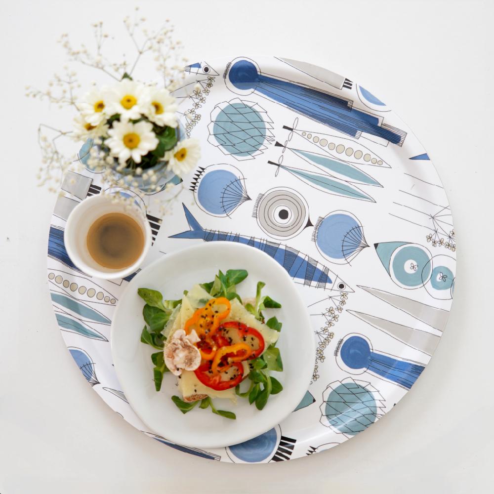 Alo Yoga Picknick Round Tray Blue Beige 38cm