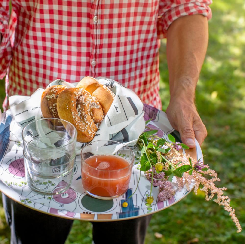 Alo Yoga Picknick Round Tray Blue Pink 38cm