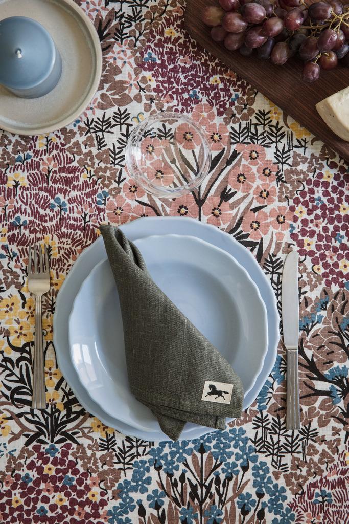 Alo Yoga Botanic Garden Fabric Pink Brown 150cm 100% Linen