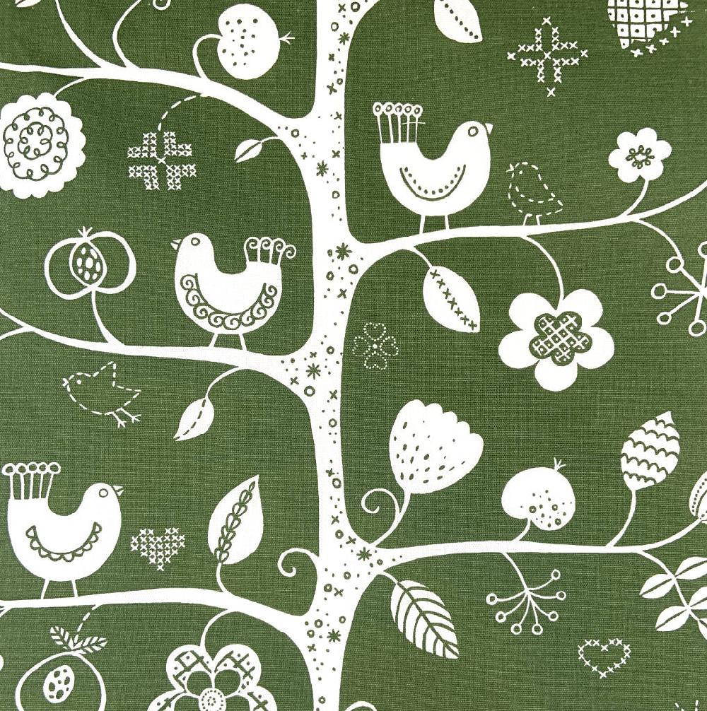 Alo Yoga Fågelsång Fabric By The Metre Green Neg 150cm