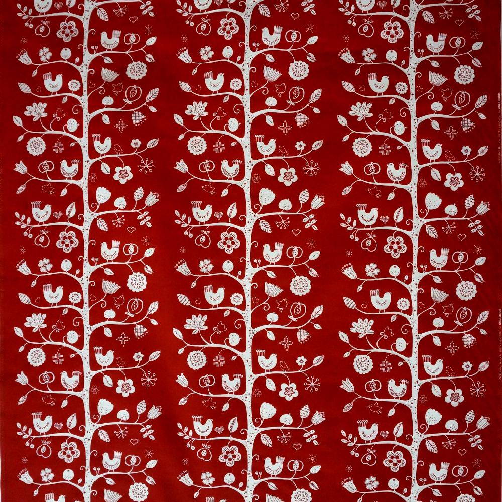 alo yoga Fågelsång fabric by the metre red/white 150cm