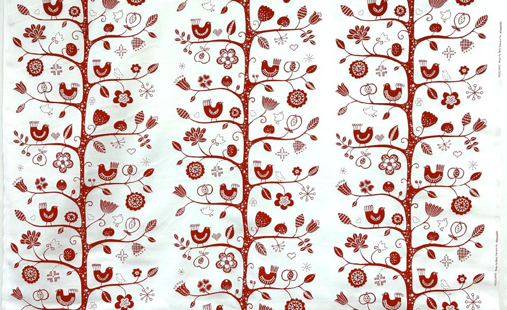 Alo Yoga Fågelsång Fabric By The Metre Red/white Pos 150cm