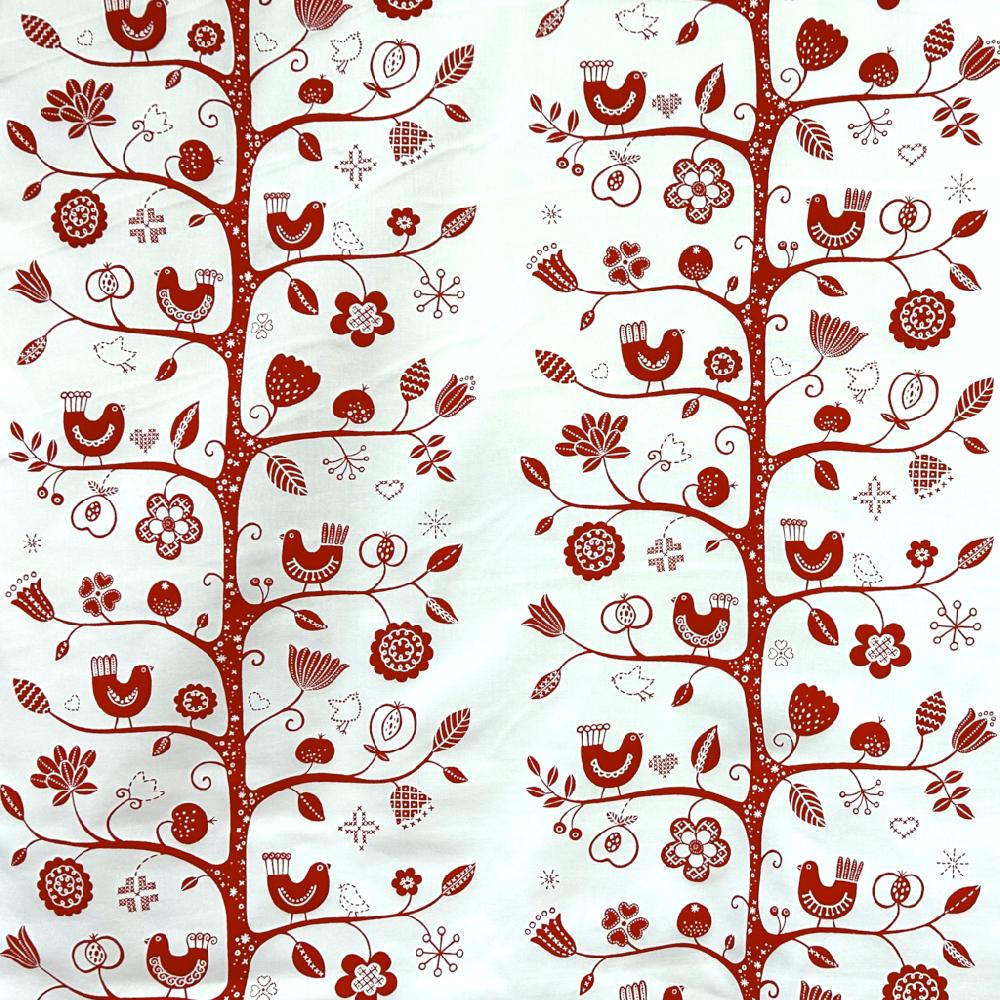 alo yoga Fågelsång fabric by the metre red/white pos 150cm