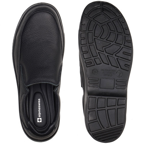 Alpine Swiss Alpine Swiss Arbete Mens Leather Slip-On Work Shoes Slip Resistant