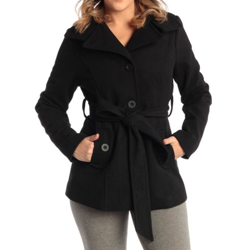 Alpine Swiss Alpine Swiss Bella Womens Wool Coat Button Up Jacket Belted Blazer