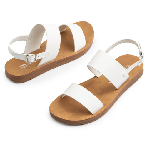 Alpine Swiss Alpine Swiss Beth Womens Sandals | Flat Two Strap Buckle Summer Shoes | Comfortable Everyday Footbed Slides | Casual Slip On Sandals For Women